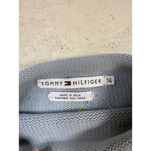 Tommy‎ Hilfiger Women's Light Blue Cotton Mock Neck Pocket Sweater Large - Picture 4 of 8